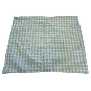 Peri Home Seersucker Pillow Shams Blue Green Check Plaid Cotton Set of 2